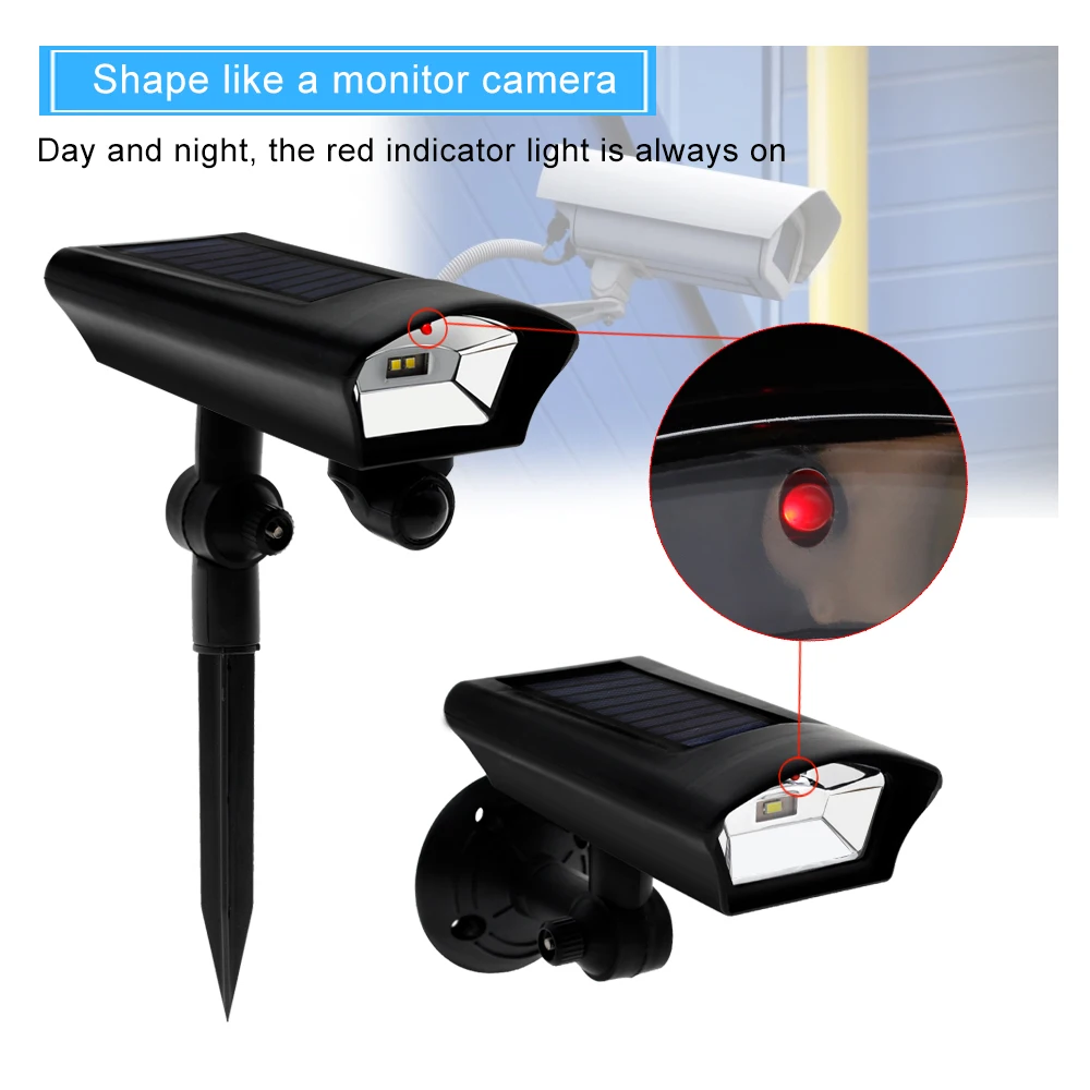 LED Solar Porch Lights with PIR Motion Sensor Outdoor Waterproof Monitor Camera Shape Spotlight Solar Security Lamp for Garden