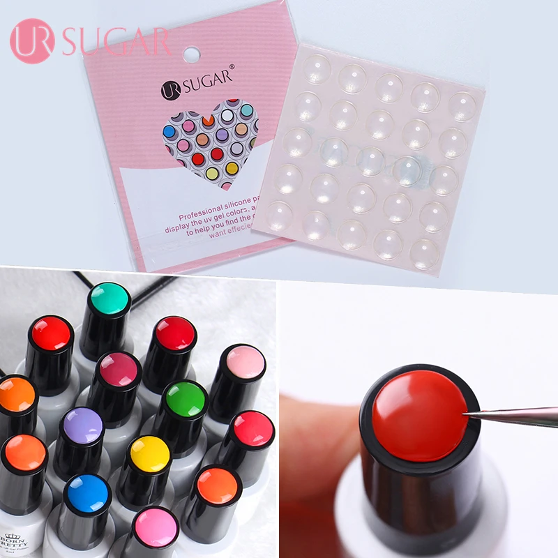 

UR SUGAR Transparent Silicone Adhesive Paster Color Button Nail Label Sticker for UV Gel Polish Display Nail Art Tool