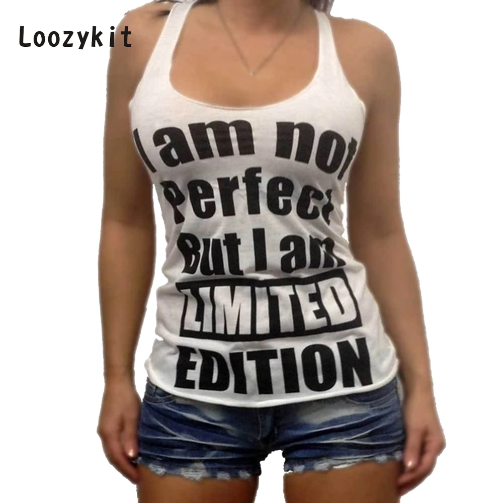 

LOOZYKIT 5XL Letter Printing Summer Women Camis Casual Sleeveless Slim Tops Female Fashion Basic Tank Camisole