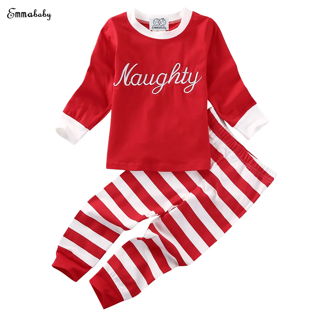 Emmababy Christmas Pajamas Infant Baby Boys Girls Striped Top Stripe Pants Pajamas Outfits 1 6t Pants Pajama Baby Christmas Pajamaschristmas Boys Pajamas Aliexpress