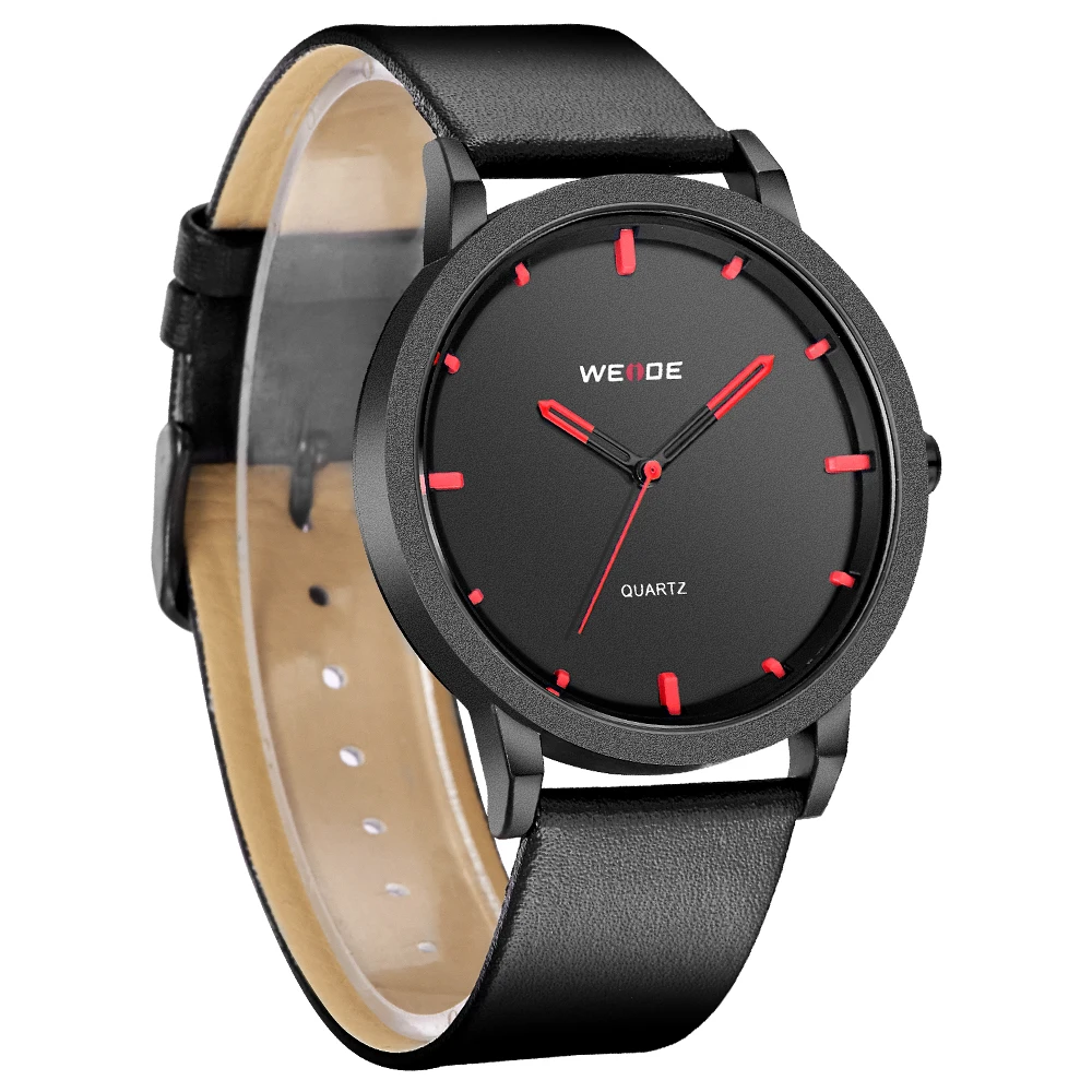 WEIDE кожаные мужские часы Роскошные Аналоговые кварцевые водонепроницаемые