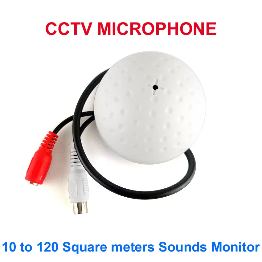 CCTV Mic широкий диапазон 10 до 120 квадратных метров CCTV Микрофон RCA выход для CCTV безопасности DVR системы