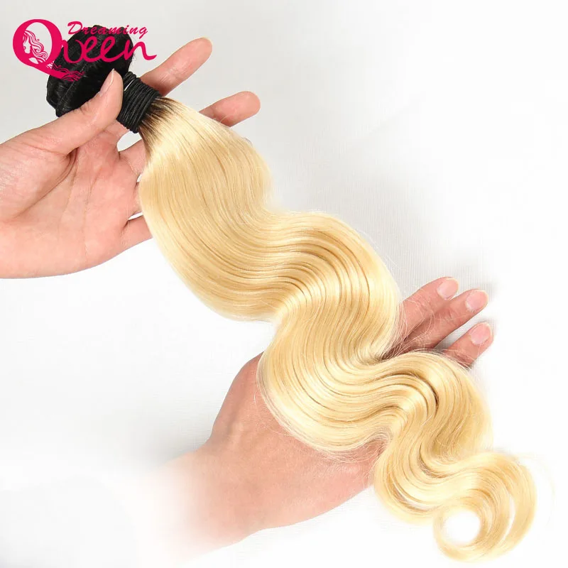 1b 613 Body Wave Ombre Brazilian Human Hair Weave Ombre Human Hair Extension Dreaming Queen Hair No Remy Blonde Hair Bundles body-wave