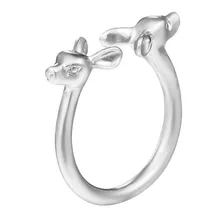 QIAMNI 10 uds/lote Vintage doble ciervo Bambi anillo anillos de envoltura, animal regalo para las mujeres y las niñas Fiashion joyería