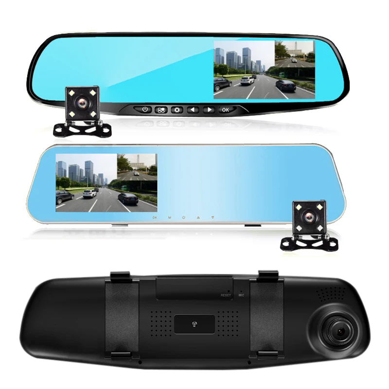 BOJECHER Автомобильный dvr двойной объектив автомобиля камера Dvr зеркало заднего вида