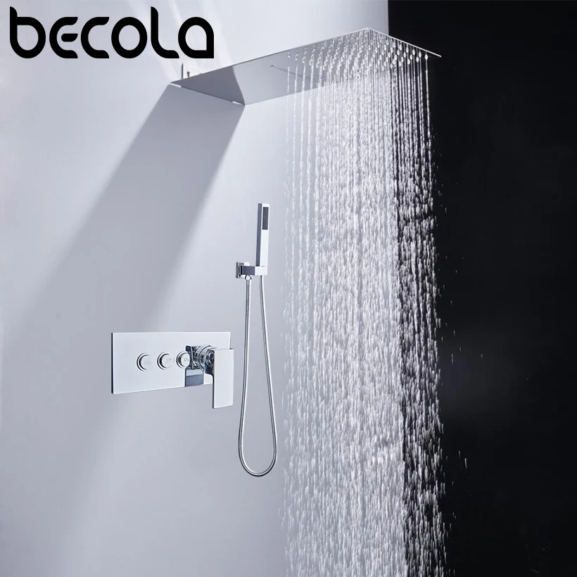 Günstig Wasserfall   Regen Dusche Kopf System Chrom Poliert Bad   Dusche Wasserhahn Bad Luxus Regen Mixer Dusche Combo Set Wand montieren