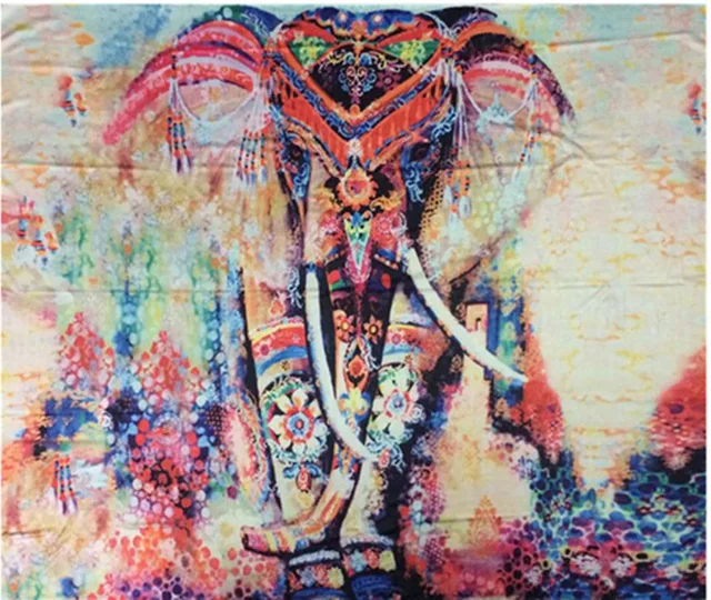 

Indian Elephant Tapestry Aubusson Colored Printed Decor Mandala Tapestry Religious Boho Wall Carpet Living Room Blanket