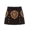 Cheap Mini Skirt Runway Black Vintage Heart Double-Breasted Summer Party Women Ladies Female dg500pYL