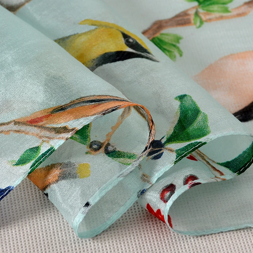 [BYSIFA] светильник зеленые Птицы шелковый шарф шаль летние пляжные шоу крышка на шнуровке зимние длинные шарфы палантины Ultralong женский шарф