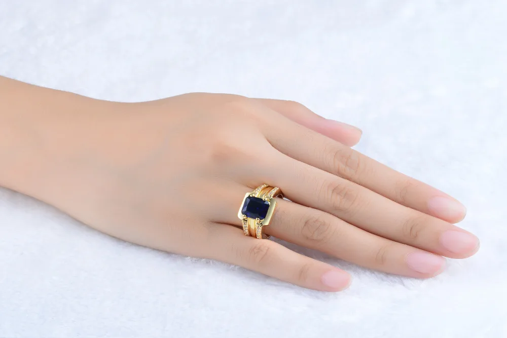 SuoHuan, Размер 7-12, очаровательное мужское кольцо, голубой камень, циркон, кристалл, позолота, обручальное кольцо, ювелирный подарок на палец
