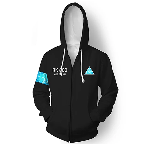 CostumeBuy игра Детройт стать человеком Коннор Косплей Костюм RK800 агент повседневное пальто 3D с капюшоном куртка на молнии свитер L920 - Цвет: Черный