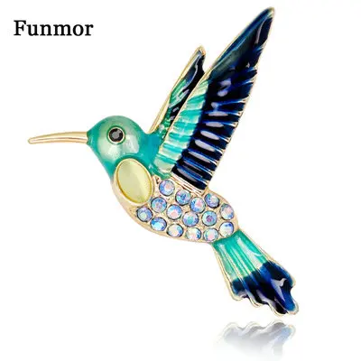 Funmor Bird Brooch Enamel Pin Crystal Jewelry For Women Men Suit Bag Scarf Accessories Party Wedding Ornaments Gifts Zinc Alloy