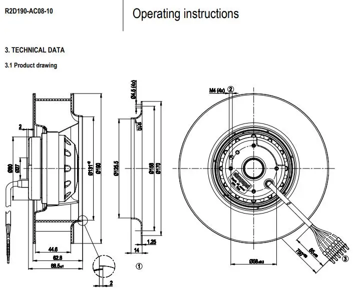 R2D190-AC08-09/R2D190-AC08-10 Оригинал германия ebmpapst осевой вентилятор 415V 2500/2700rpm Вентилятор охлаждения