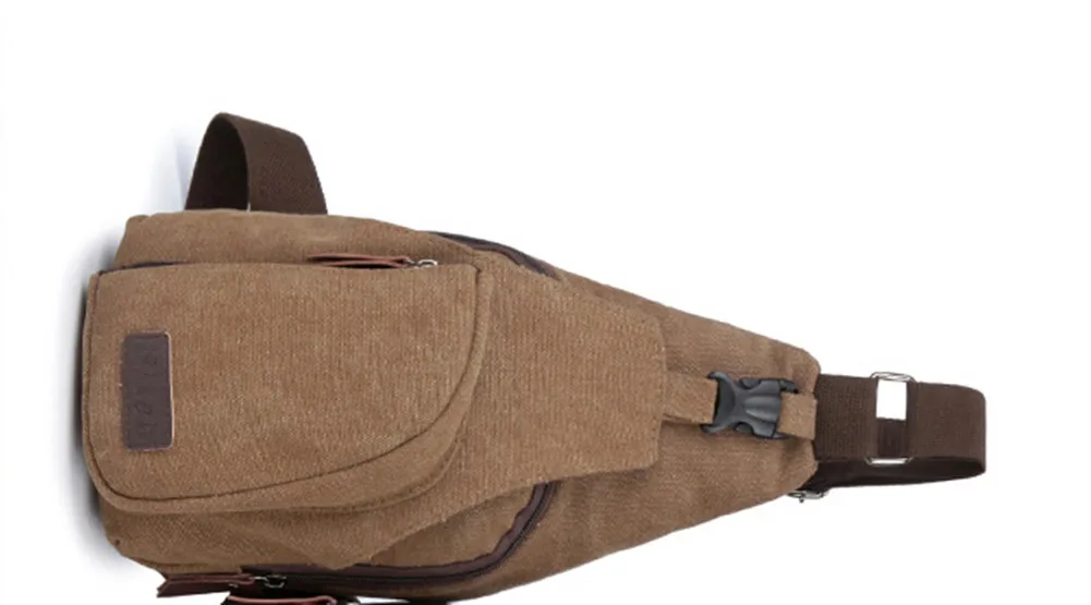WANGSCANIS Мужская винтажная парусиновая кожаная сумка на плечо на лямках, нагрудная сумка, топ - Цвет: Коричневый