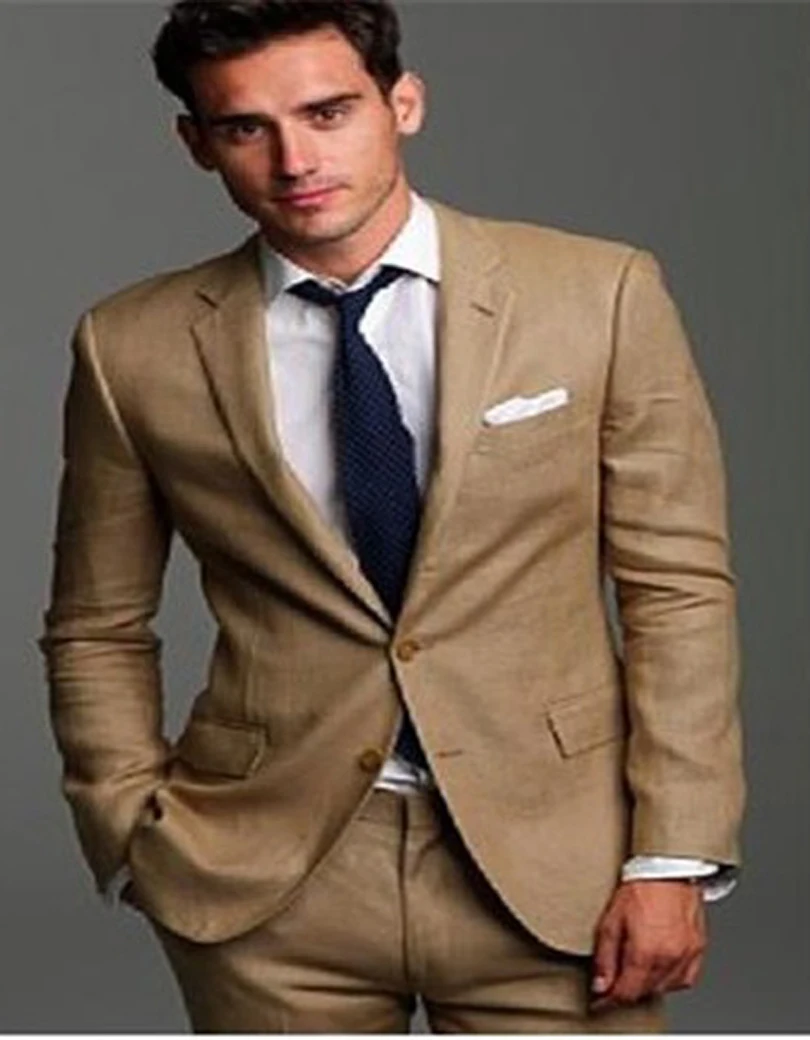 2019 Handsome Tuxedos For Men Beige Wedding Suits For Men Two Pieces