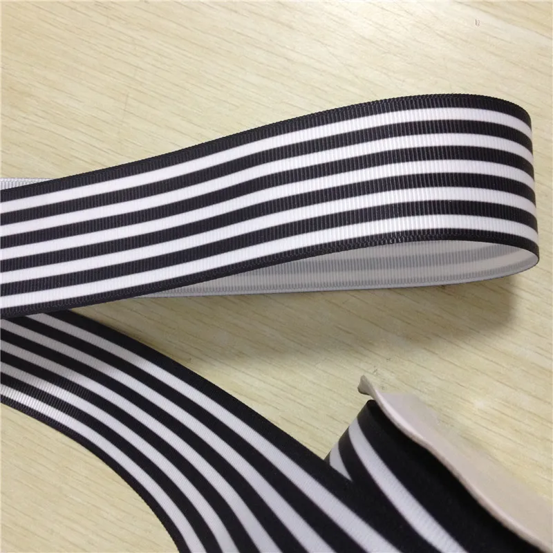 

9 16 22 25 38 50 75 mm width black white stripe Printed Grosgrain Ribbon or Satin Ribbon F075