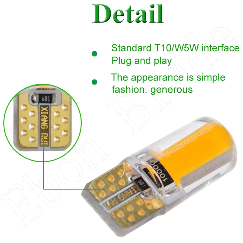 2 X Желтый Янтарный светодиодный T10 W5W COB Автомобильный светодиодный светильник ing габаритный фонарь внутренний боковой светильник Предупреждение ющий парковочный габаритный лампочка светильник s 12V авто