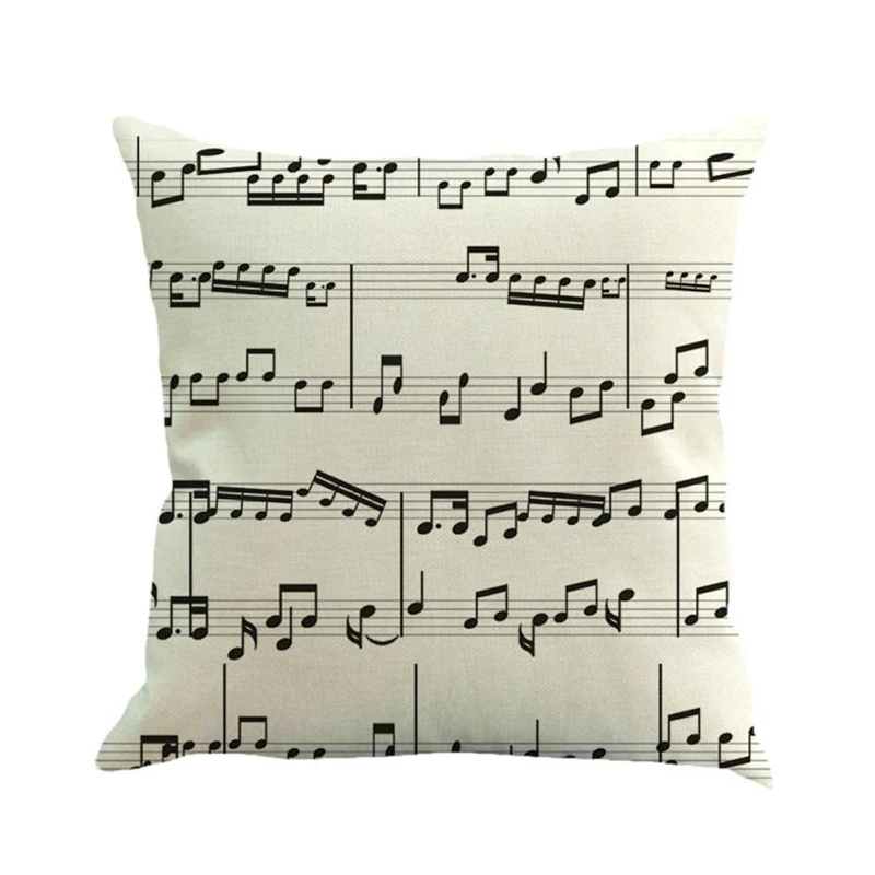 Musical Note Painting Linen Cushion Cover Throw Pillow Case Sofa Home Decor01