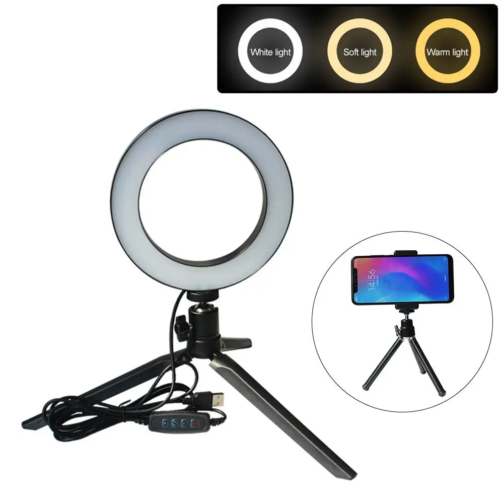 

Four-in-one Photography USB Photo LED Fill Light Camera Light With Tripod Stand & Cell Phone Holder For Live Stream/Makeup