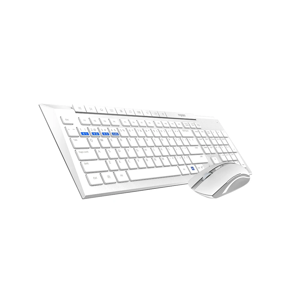 

Rapoo 8200M Silent Multi-Mode Keyboard Mouse Set Wireless Bt 3.0/4.0/2.4G Combo for Windows Laptop PC Desktop Computer