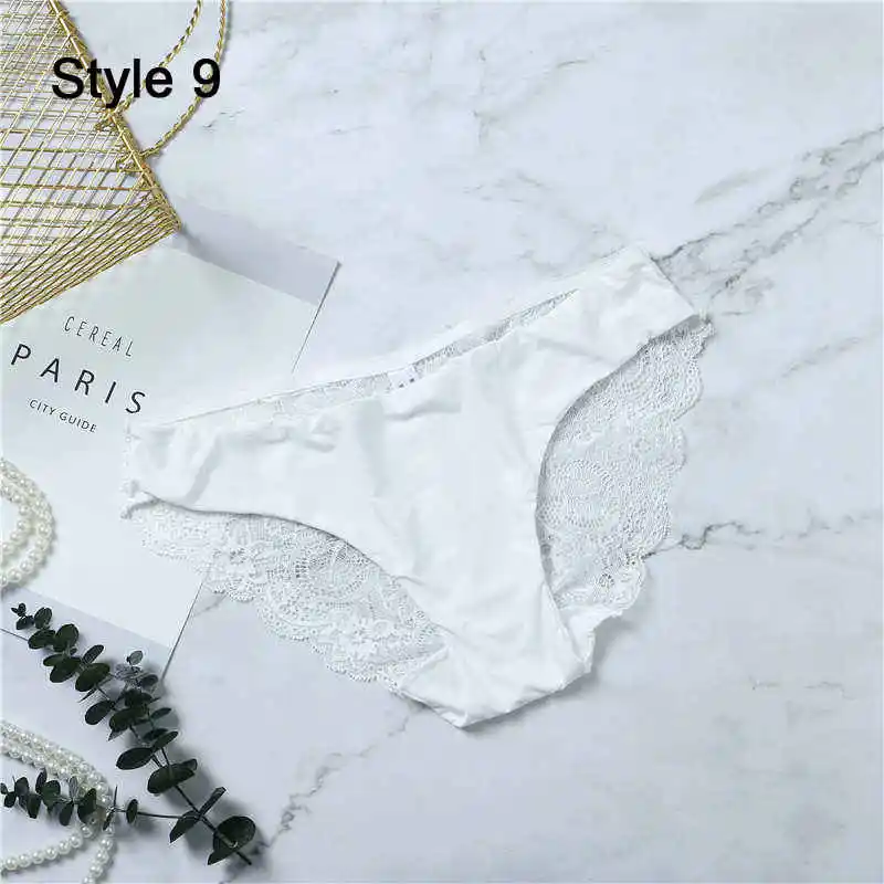 Sexy Seamless Lace Brief For Women Sexy Lace Ice Silk Underwear 21 Color Fashion Soft Lingerie Female Panties