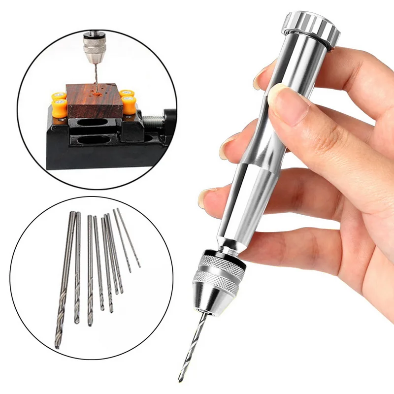 

10pcs Twist Hand Drill Set Silver Color 1.3-3.4mm Handwork Files Tools Alloy for Carved Wood Painting or Jewelry Accessories