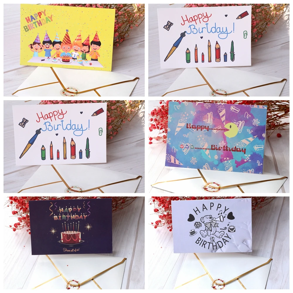 

6 Cards with 6 Envelope Birthday Greeting Gifts Card Thank You Customizable Christmas Wedding Party Invitation Postcard Blank