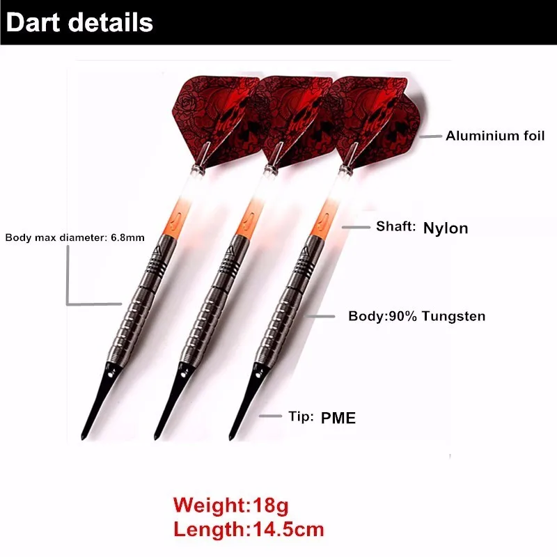 Новинка cuesul 90% вольфрамовые дротики 3 шт./Набор 18 г профессиональные мягкие дротики электронные дротики красные дротики полеты