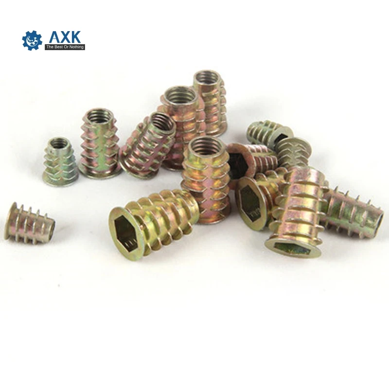 

50pcs m4*8 m4*10 m5*10 m6*8 m6*10 Zinc Alloy Furniture Hex Drive Head Nut Threaded For Wood Insert/furniture nut