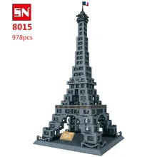 8015 3D DIY 978 шт большие блоки-кирпичики наборы строительных блоков развивающие блоки игрушки Эйфелева башня Парижа