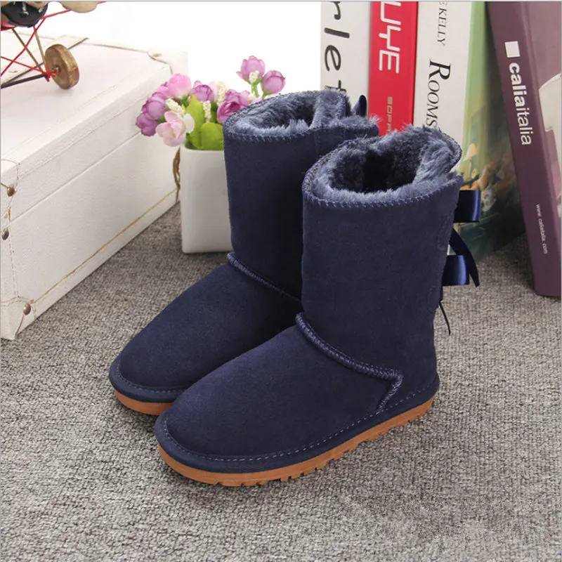 Skup Dziewczyny Australia styl dzieci śnieg buty śliczne łuk powrót wodoodporne Slip on dzieci zimowe buty ze skóry wołowej marki Ivg EU21 34