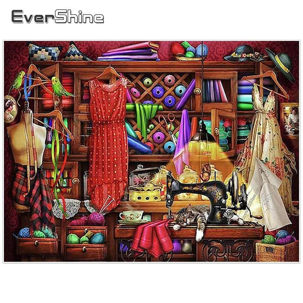 

EverShine DIY Diamond Painting Sewing Machine Full Square Diamond Mosaic Rhinestones Cross Stitch Diamond Embroidery Home Decor