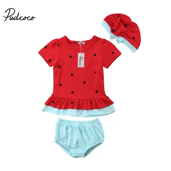 

3PCS Kids Baby Girls Hot Heart Print Bikini Set Suit Swimsuit Swimwear Bathing Swimming 1-5Y