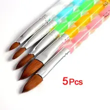 Conjunto de escova para pintura em unha, 5 peças de ferramentas de acrílico uv gel, pintura, desenho, canetas, empurrador de cutícula, ferramenta colorida
