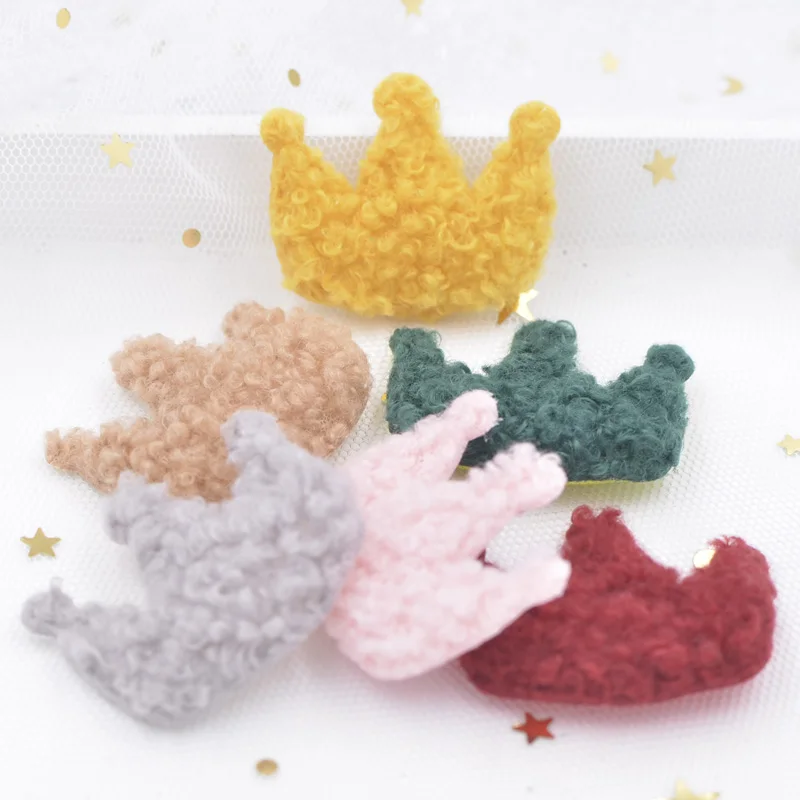 

12Pcs Puffy Soft Teddy Plush Padded Patches Crown Appliques for DIY Clothes, Crafts, Hat, Bag, Woolen Gloves, Socks Decor S53