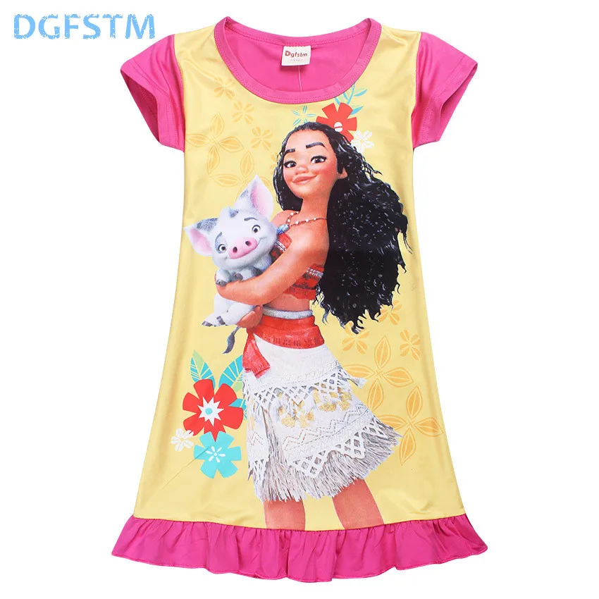 2017 Summer Moana Dresses for Girls Princess Birthday Party Dress Children Elsa Anna trolls Costume Kids Clothes Vestido vaiana (3)