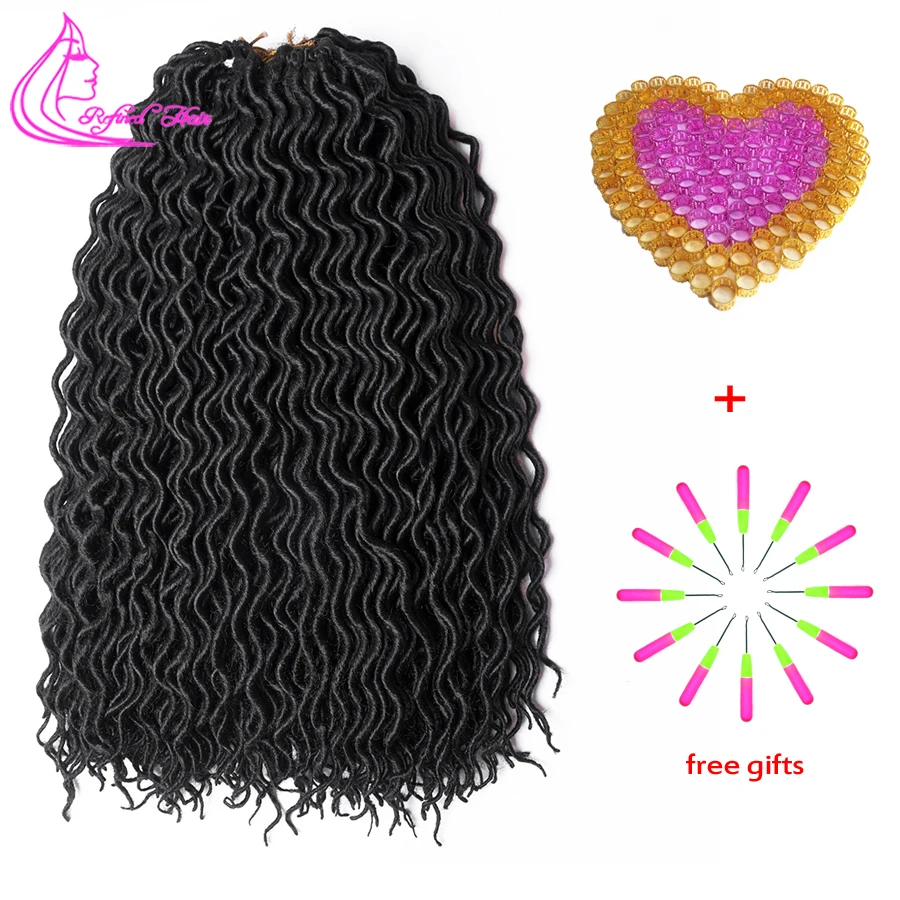 Изысканный Faux locs Curly вязание крючком косички 18 дюймов Омбре крючком дреды Наращивание волос Синтетические ручной работы DREAD