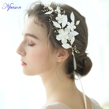 

Fashion Hairband Bride Pearl Headwear Wedding Hair Accessories Handmade Jewelry Bride Tiara Women Full Dress Ornaments D2298