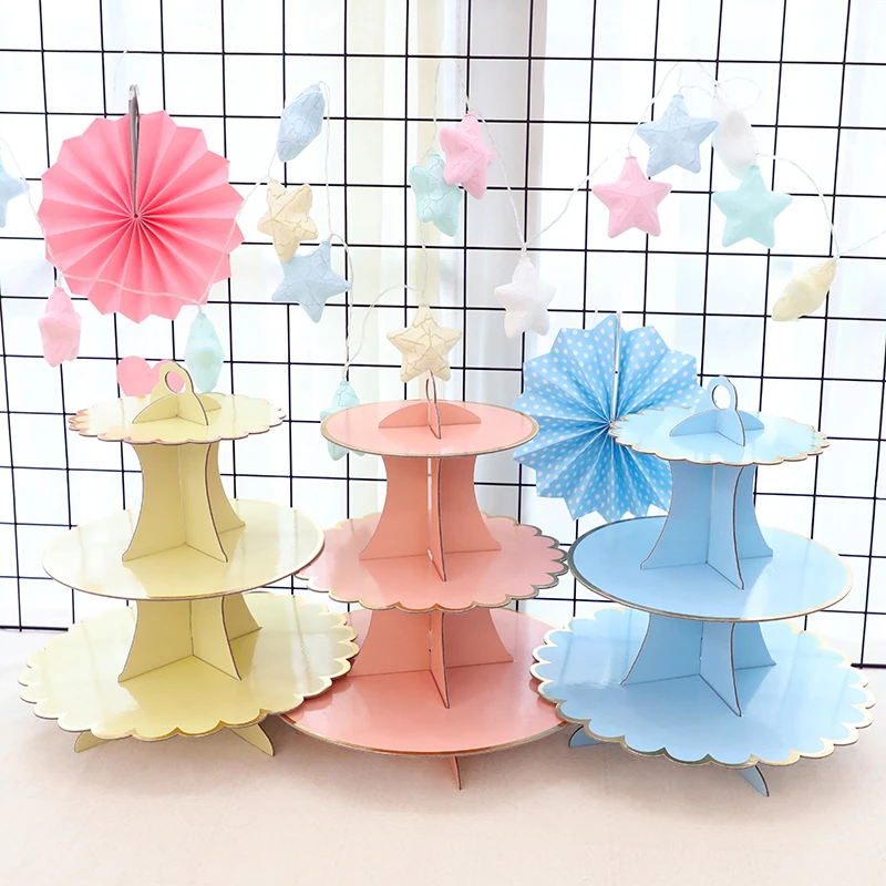 

3 Tiers DIY Paper Cupcake Stand Dessert Candy Storage Holder Rack Wedding Birthday Party Decoration Dessert Table For Kids Party