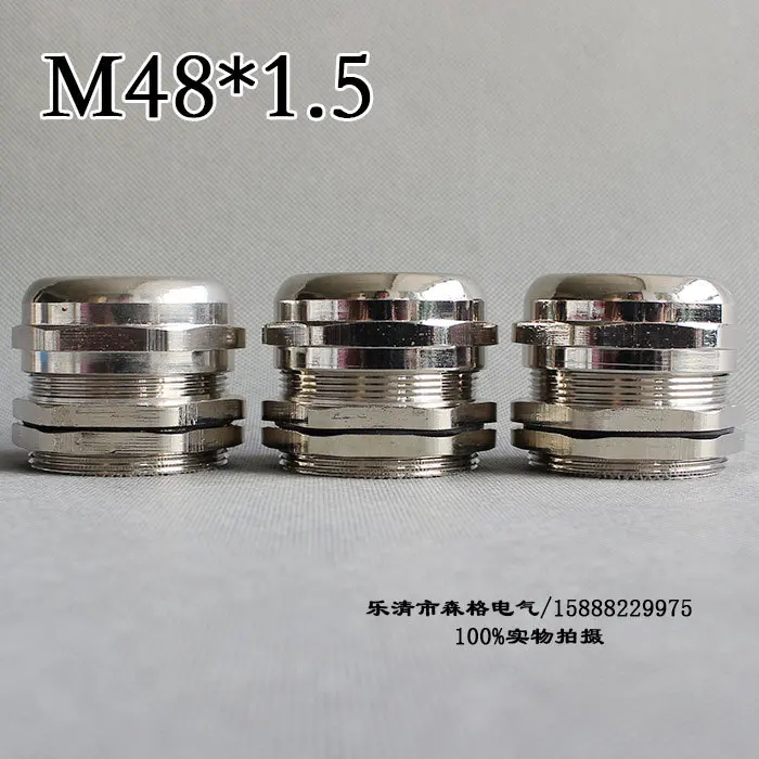 1piece M48*1.5 Nickel Brass Metal Silica gel Waterproof Cable Glands connector Apply to Cable 25-33mm
