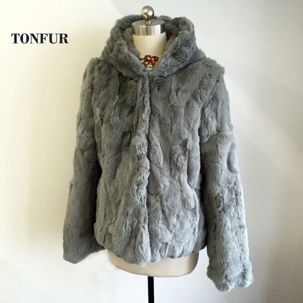 Thick Warm Genuine Rex Rabbit Fur Coat Real Fur Jacket Natural