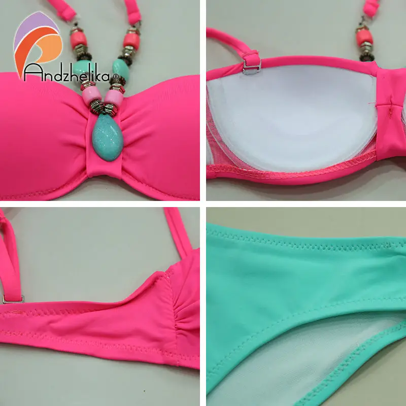 Andzhelika Summer Girls Bikinis Set with Neck Decoration - Stylish Swimwear for Children, including Push Up Swimming Suit and Kid Bathing Suit image 6