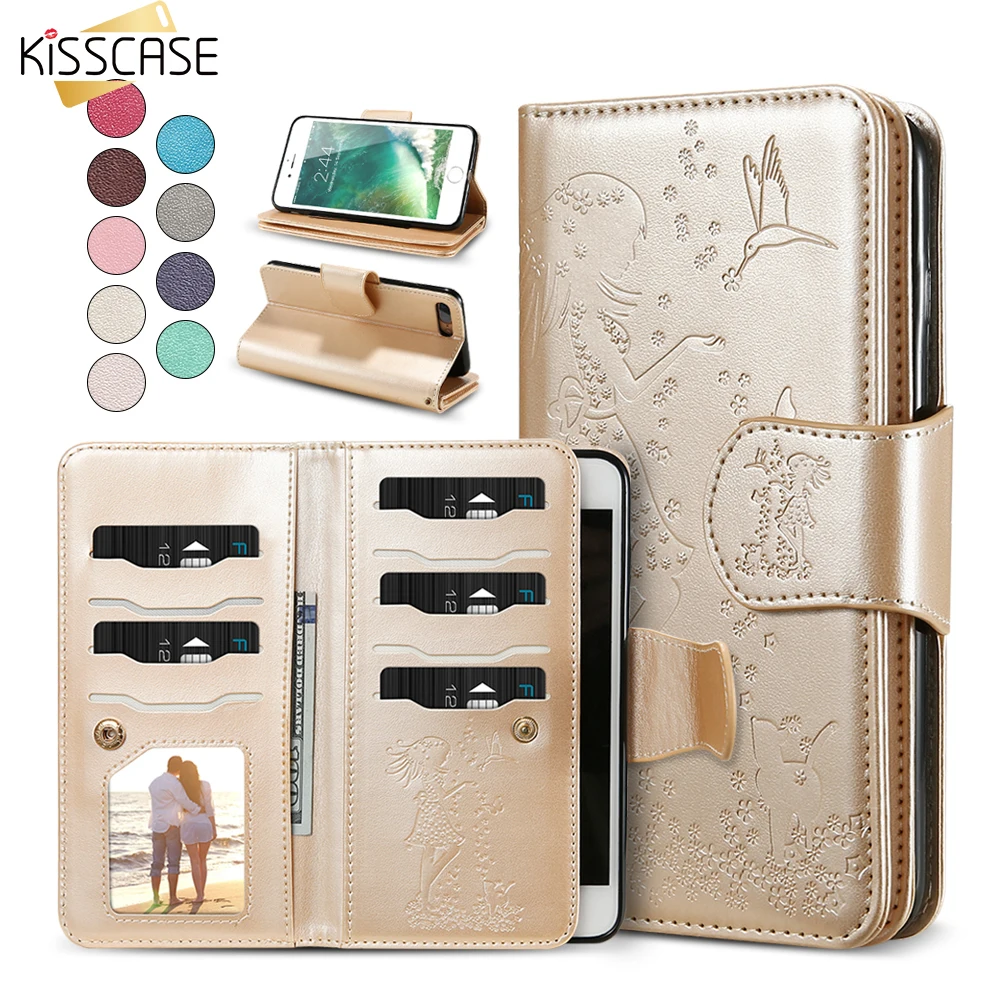 Kisscase Стоять Кошелек чехол на айфон 6 6S плюс для 7 8 кожаный X 5 5S SE флип зеркало s 5s|mirror