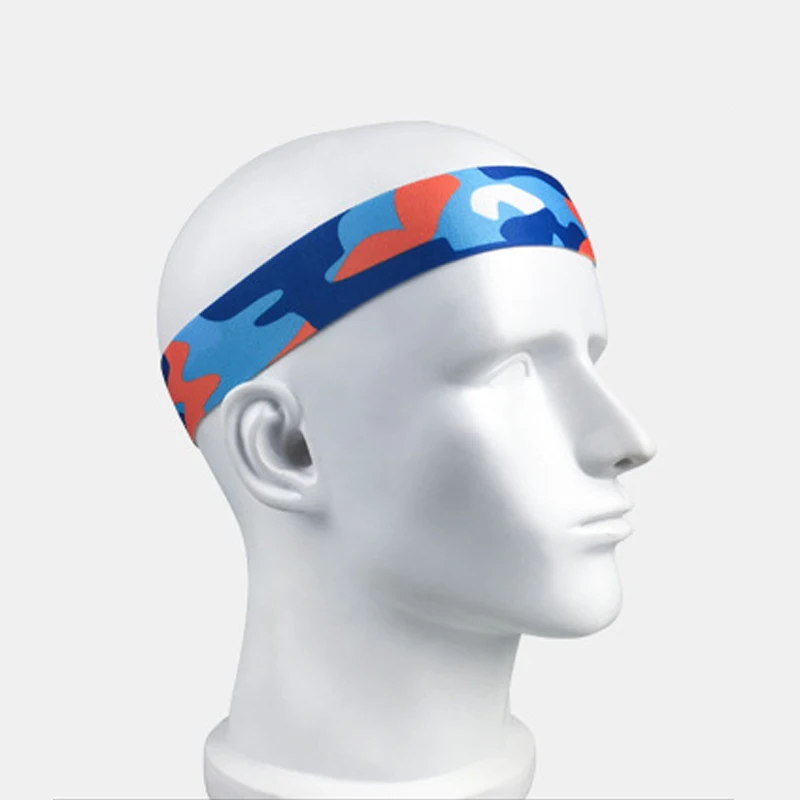 Sweatband спортивные Нескользящие волосы Пот оголовье Теннис Баскетбол Йога дышащие полосы Камуфляж Фитнес тренировки для мужчин и женщин - Цвет: camo blue