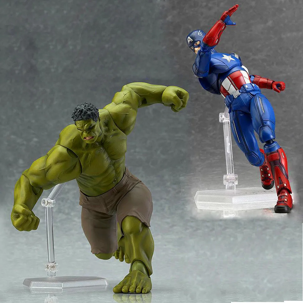 Фигурки из ПВХ с героями мультфильмов Hulk and Captain America 17 см|Игровые фигурки и