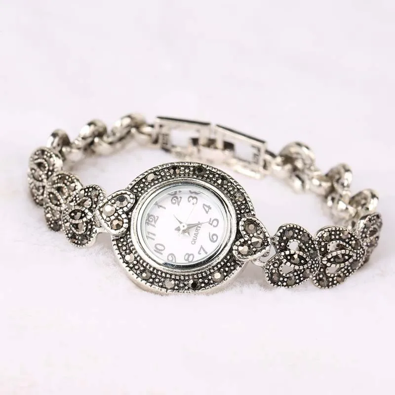 Новинка, модный дизайнерский промотированный античный серебряный браслет+ браслет с 26% кристаллами, наручные часы для женщин