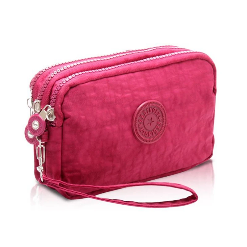 

New Lady Nylon Wallets and purses Women Wallet Package 3 Layers Handbag Cross Section Clutch Bag Large Capacity Zippers Clutches