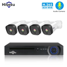 Hiseeu 8CH 1080P POE NVR CCTV система безопасности 4 шт. 2.0MP аудио запись IP камера IR P2P комплект наружного видеонаблюдения 1 ТБ HDD