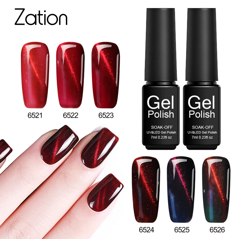 Zation 3D Red Cat Eye UV Gel Nail Polish Art Long Lasting Lucky Gel