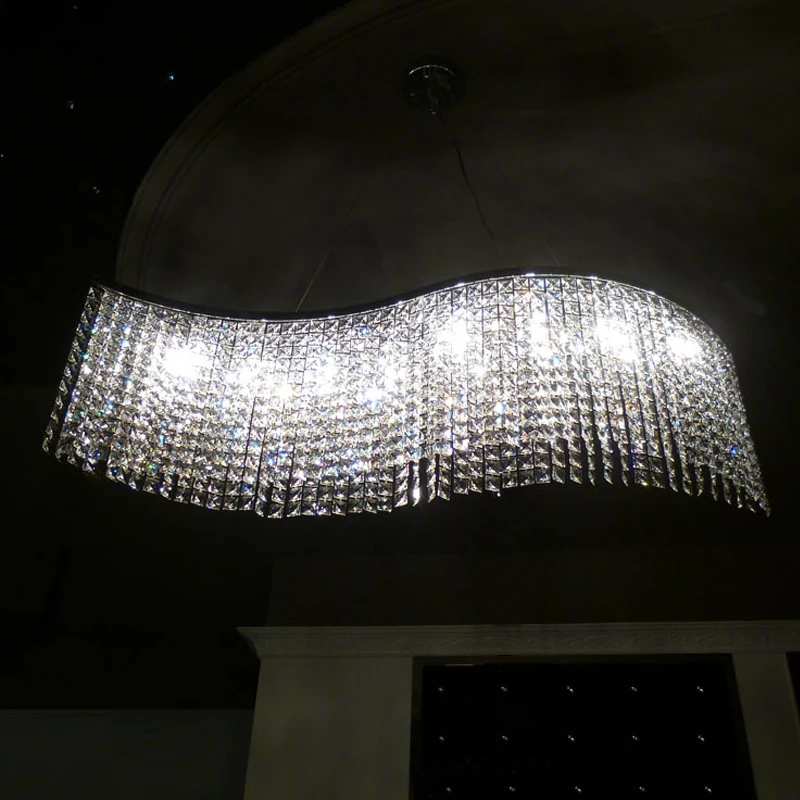Новая волна дизайн кристалл подвесные светильники Современный Висит Лампе блеск де cristal светодиодный столовая огни